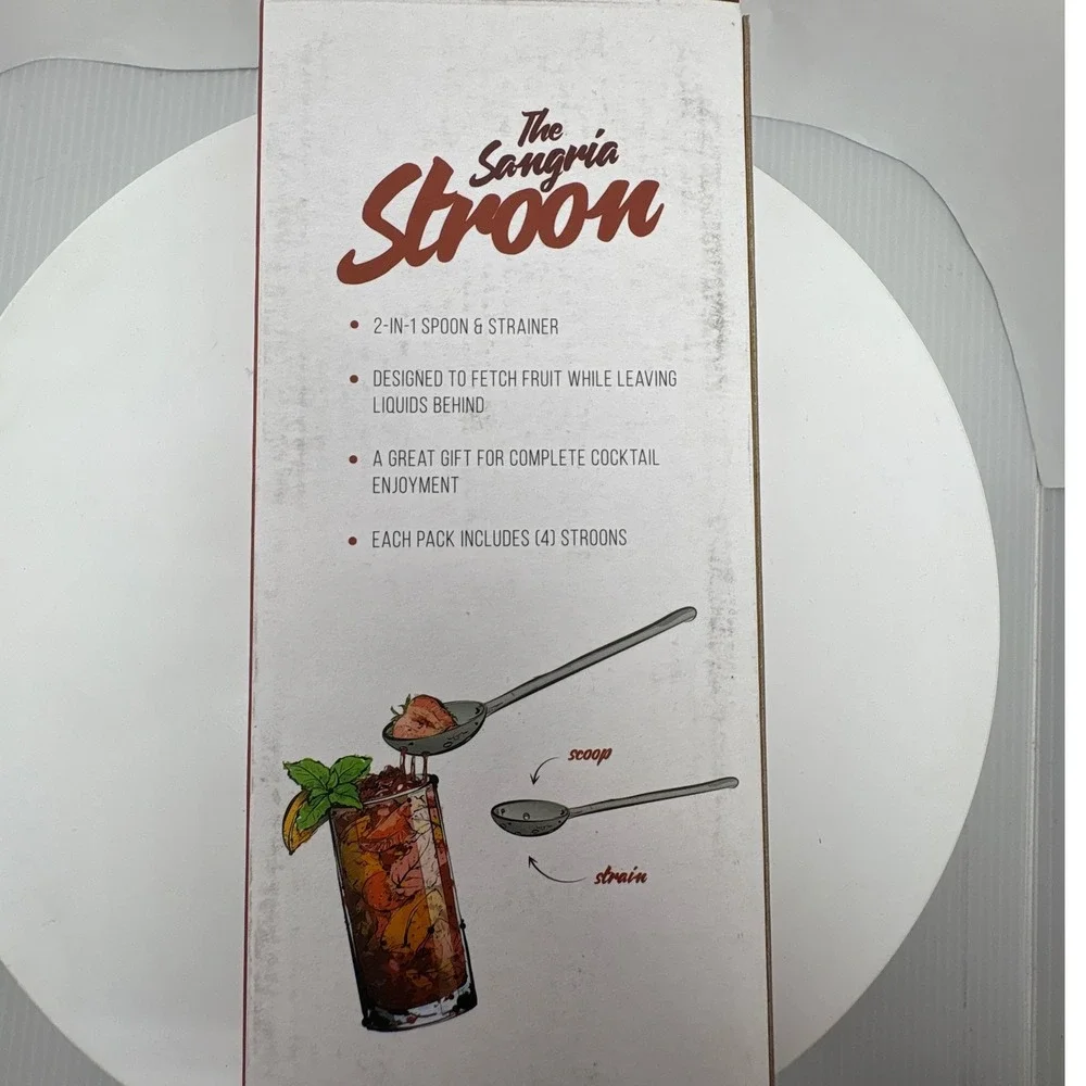 Nod Products The Sangria Stroon 4-Pack Cocktail Spoon‎ Strainer 2-in-1 Host Gift